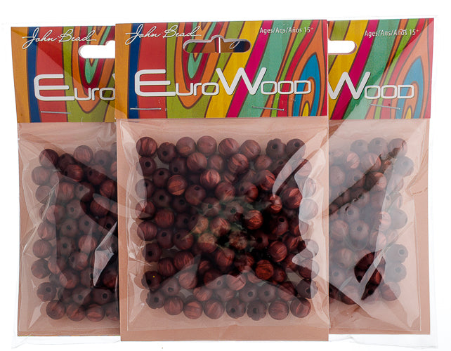 Euro Wood Beads Round Ridged 8mm
