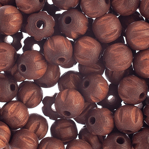 Euro Wood Beads Round Ridged 8mm