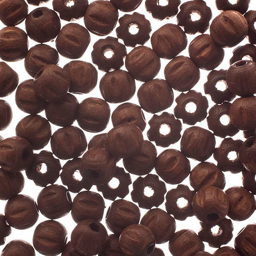 Euro Wood Beads Round Rigged 6mm Dark Brown