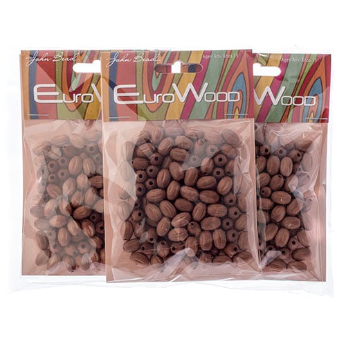 Euro Wood Beads Oval Rigged 7x10.5mm 