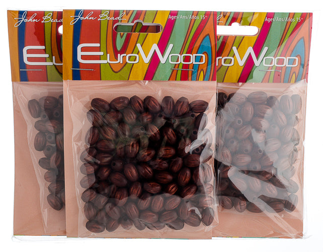 Euro Wood Beads Oval Rigged 7x10.5mm 