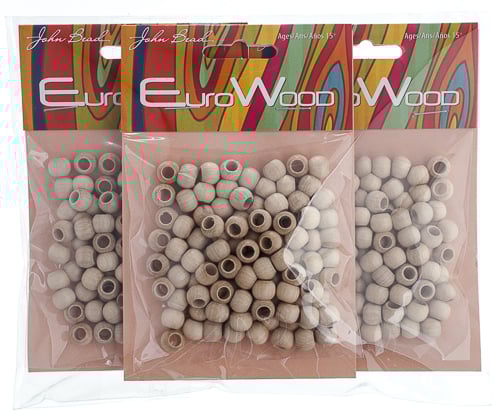 Euro Wood Beads - Round Large Hole 8x6.5mm 