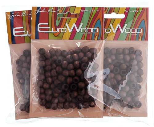 Euro Wood Beads - Round Large Hole 8x6.5mm 