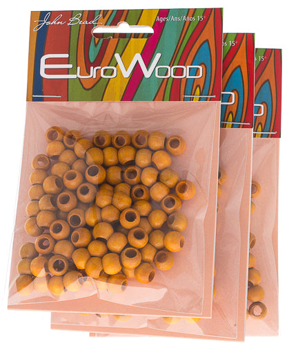 Euro Wood Beads - Round Large Hole 8x6.5mm 