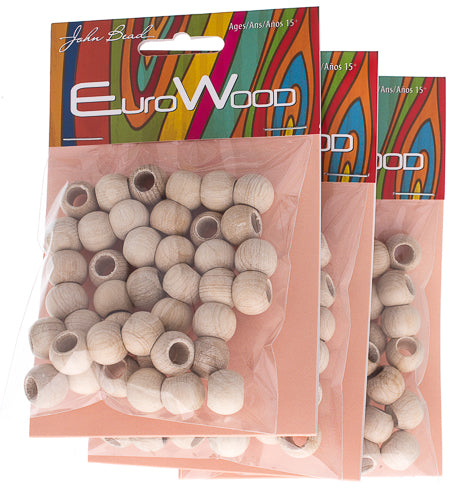Euro Wood Beads - Round Large Hole 12x9.8mm 