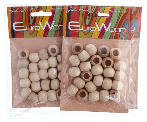 Euro Wood Beads - Round Large Hole 14x11mm 