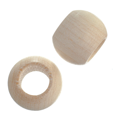 Euro Wood Beads - Round Large Hole 14x11mm 