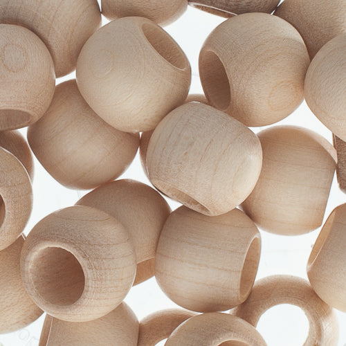 Euro Wood Beads - Round Large Hole 14x11mm - 25pcs