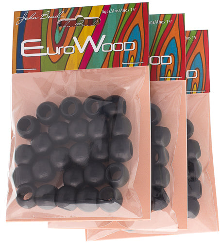 Euro Wood Beads - Round Large Hole 14x11mm 