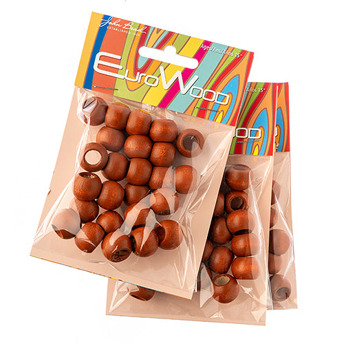 Euro Wood Beads - Round Large Hole 14x11mm 