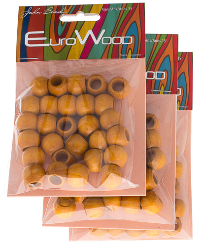 Euro Wood Beads - Round Large Hole 14x11mm 