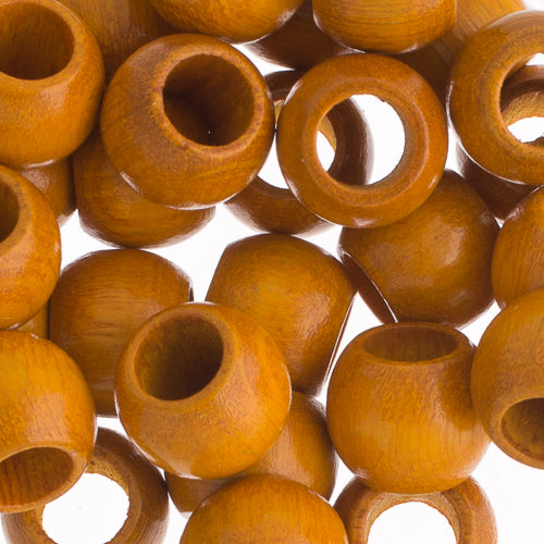 Euro Wood Beads - Round Large Hole 14x11mm - 25pcs