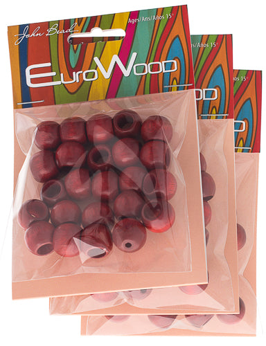 Euro Wood Beads - Round Large Hole 14x11mm 