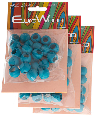 Euro Wood Beads - Round Large Hole 14x11mm 