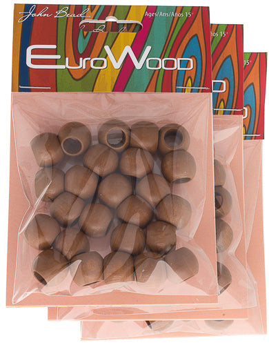 Euro Wood Beads - Round Large Hole 14x11mm 