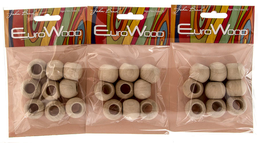 Euro Wood Beads - Round Large Hole 20x16mm 