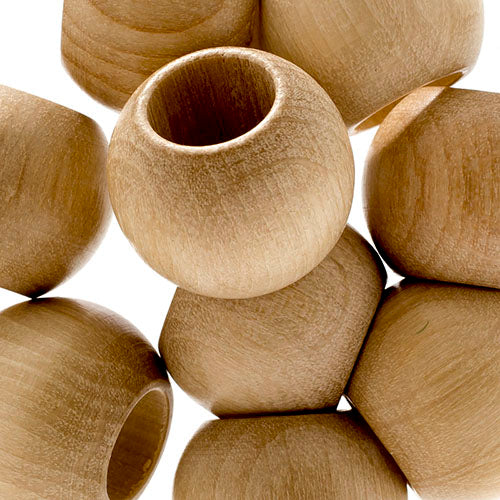 Euro Wood Beads - Round Large Hole 20x16mm 