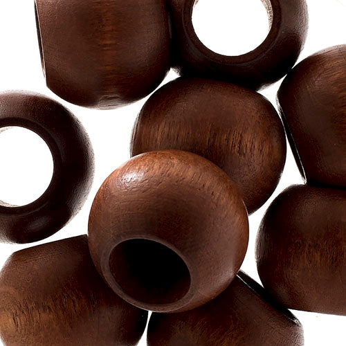 Euro Wood Beads - Round Large Hole 20x16mm - 9pcs