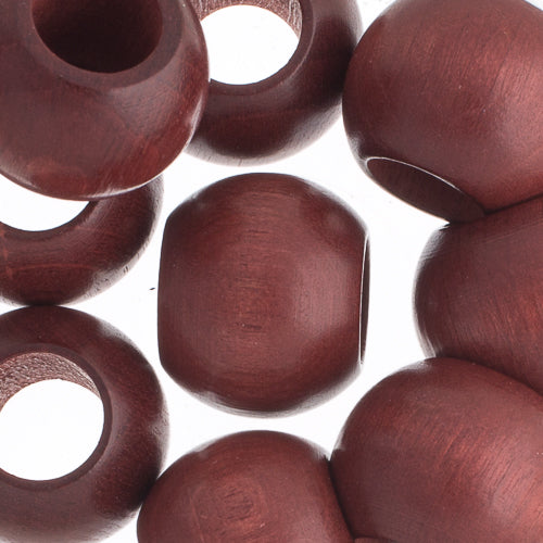 Euro Wood Beads - Round Large Hole 20x16mm 