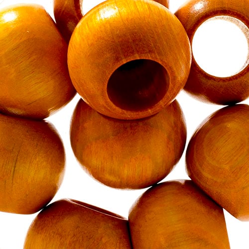 Euro Wood Beads - Round Large Hole 20x16mm - 9pcs