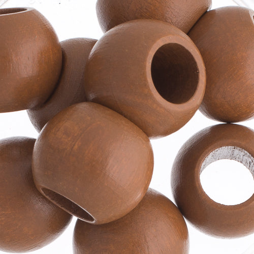 Euro Wood Beads - Round Large Hole 20x16mm 