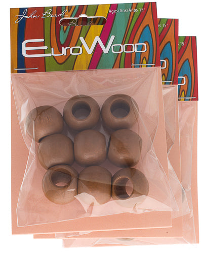 Euro Wood Beads - Round Large Hole 20x16mm 
