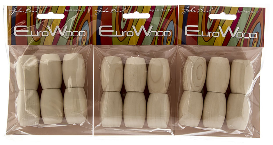 Euro Wood Beads - Oval Large Hole 22x33mm 