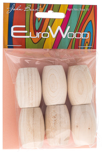 Euro Wood Beads - Oval Large Hole 22x33mm - 6pcs