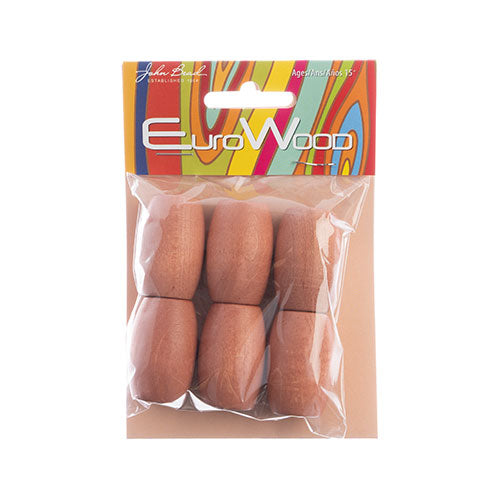 Euro Wood Beads - Oval Large Hole 22x33mm - 6pcs