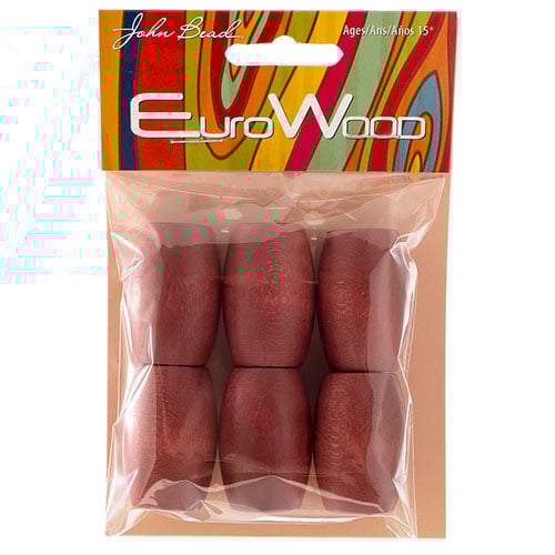 Euro Wood Beads - Oval Large Hole 22x33mm - 6pcs