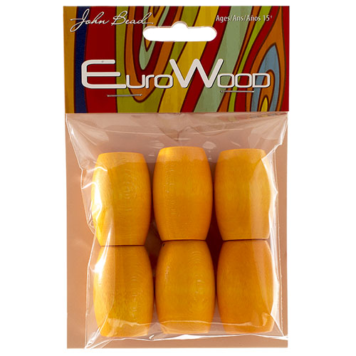Euro Wood Beads - Oval Large Hole 22x33mm - 6pcs