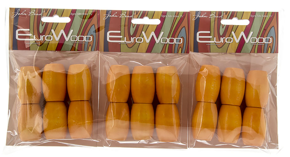 Euro Wood Beads - Oval Large Hole 22x33mm 