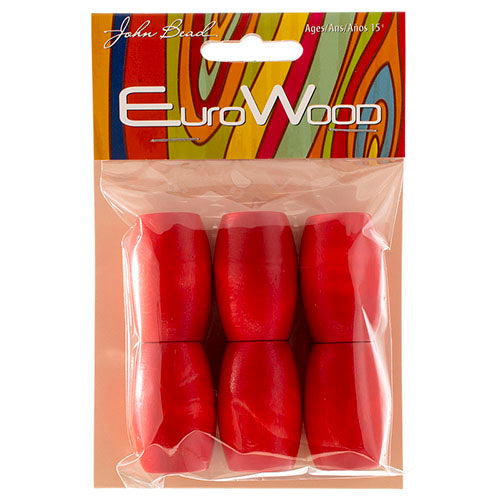 Euro Wood Beads - Oval Large Hole 22x33mm - 6pcs