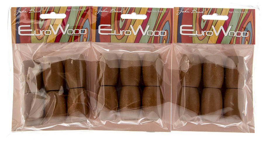 Euro Wood Beads - Oval Large Hole 22x33mm 