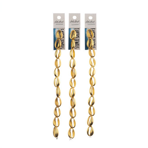 Metal Cowrie Bead 16x11mm 8in Strand 11pcs 