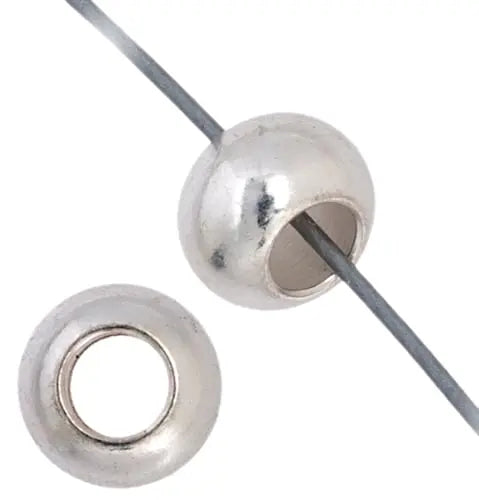 Metal Beads Round 6mm/3mm Hole Silver Lead Free / Nickel Free