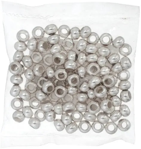Metal Beads Round 6mm/3mm Hole Silver Lead Free / Nickel Free