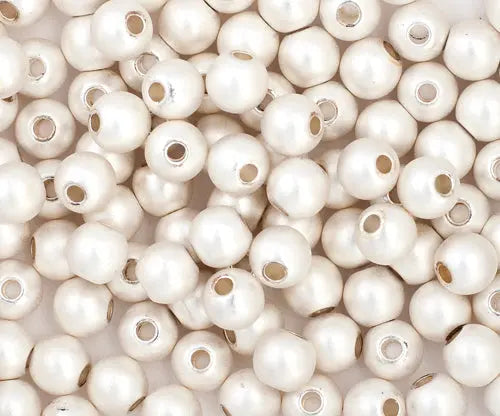 Metal Bead Round 5mm/1.5 Hole Matt Silver Satin Lead Free / Nickel Free