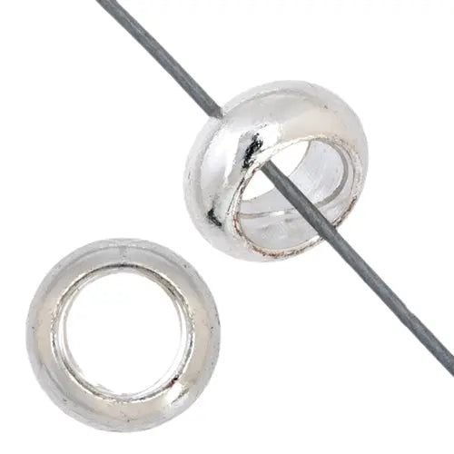 Metal Bead Round 7mm/3mm Hole Silver Lead Free/Nickel Free