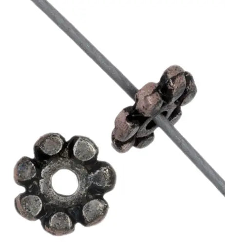 Metal Bead Flower Shape 5x1mm Antique Silver Nickel Free