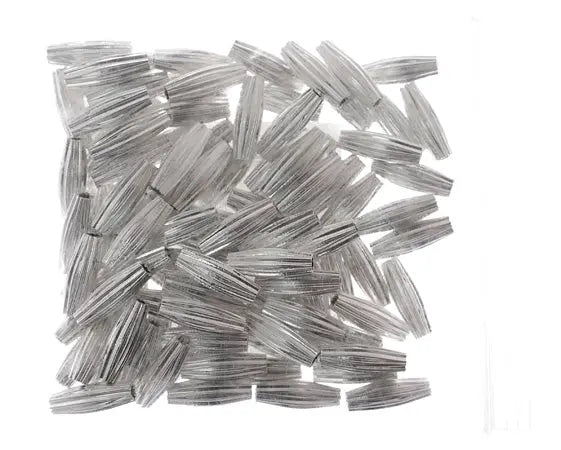 Metal Bead Pleated Tube 13x4mm Silver Lead Free / Nickel Free