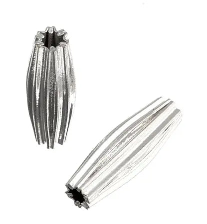 Metal Bead Pleated Tube 13x4mm Silver Lead Free / Nickel Free