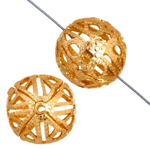 Metal Bead Filigree Round 6mm  Lead Free / Nickel Free