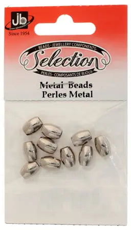 Metal Bead Oval 8.5x6mm Nickel 5 packs x 10 Pieces