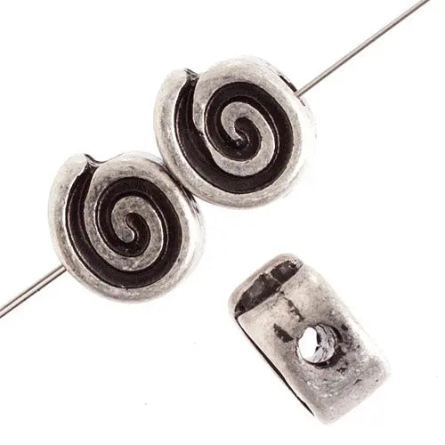 Metal Bead Spiral 9x10mm Antique Silver Lead Free / Nickel Free