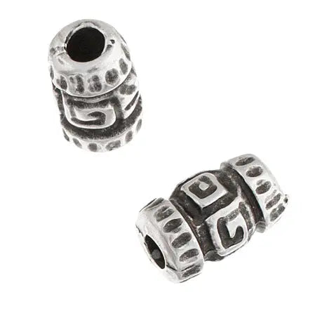 Metal Tube Bead 9x6mm Antique Silver Rigged