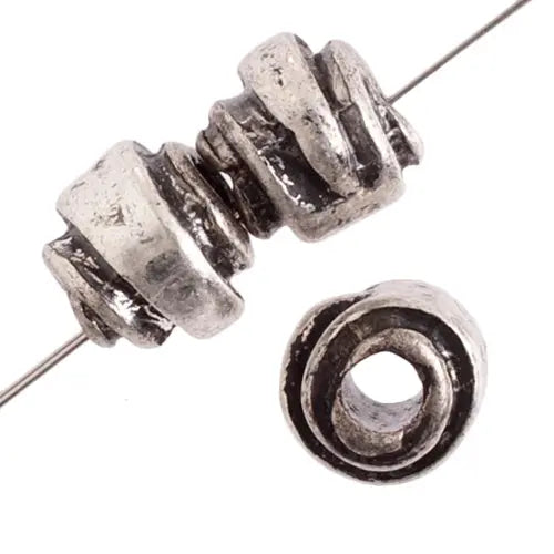 Metal Bead Wrap Around Tube 7x7mm Antique Silver Lead Free / Nickel Free