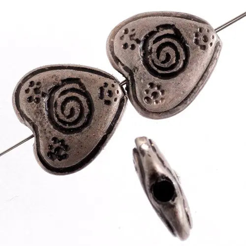 Metal Heart Bead 15mm Antique Silver