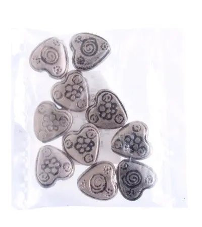 Metal Heart Bead 15mm Antique Silver