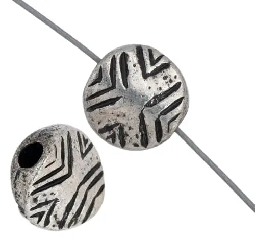 Metal Bead Grooved 9x9mm Antique Silver Lead Free / Nickel Free